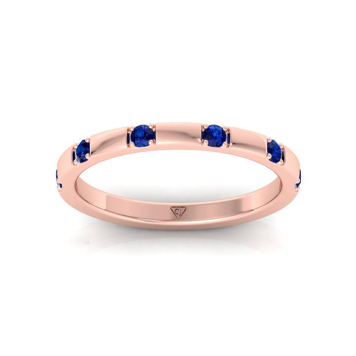 Natural Blue Sapphire Promise Band-Rose Gold-18K