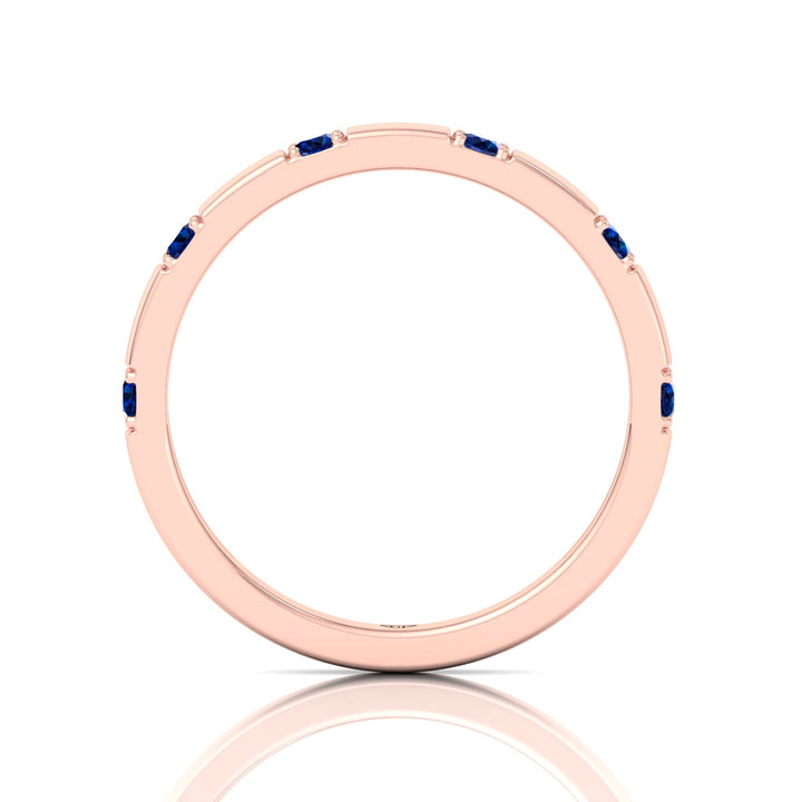 Natural Blue Sapphire Promise Band-Rose Gold-0.65CT