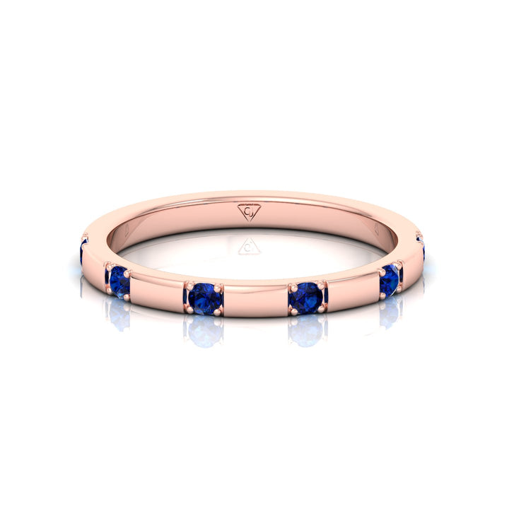 Natural Blue Sapphire Promise Band-Rose Gold-14K-18K-0.65CT