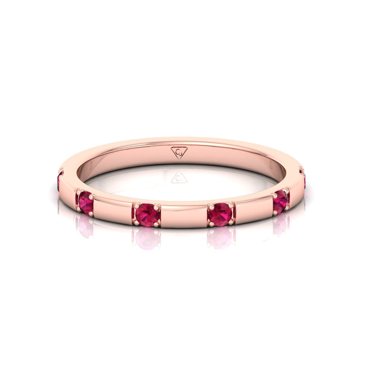 Natural Red Ruby Promise Band-18K-Rose Gold