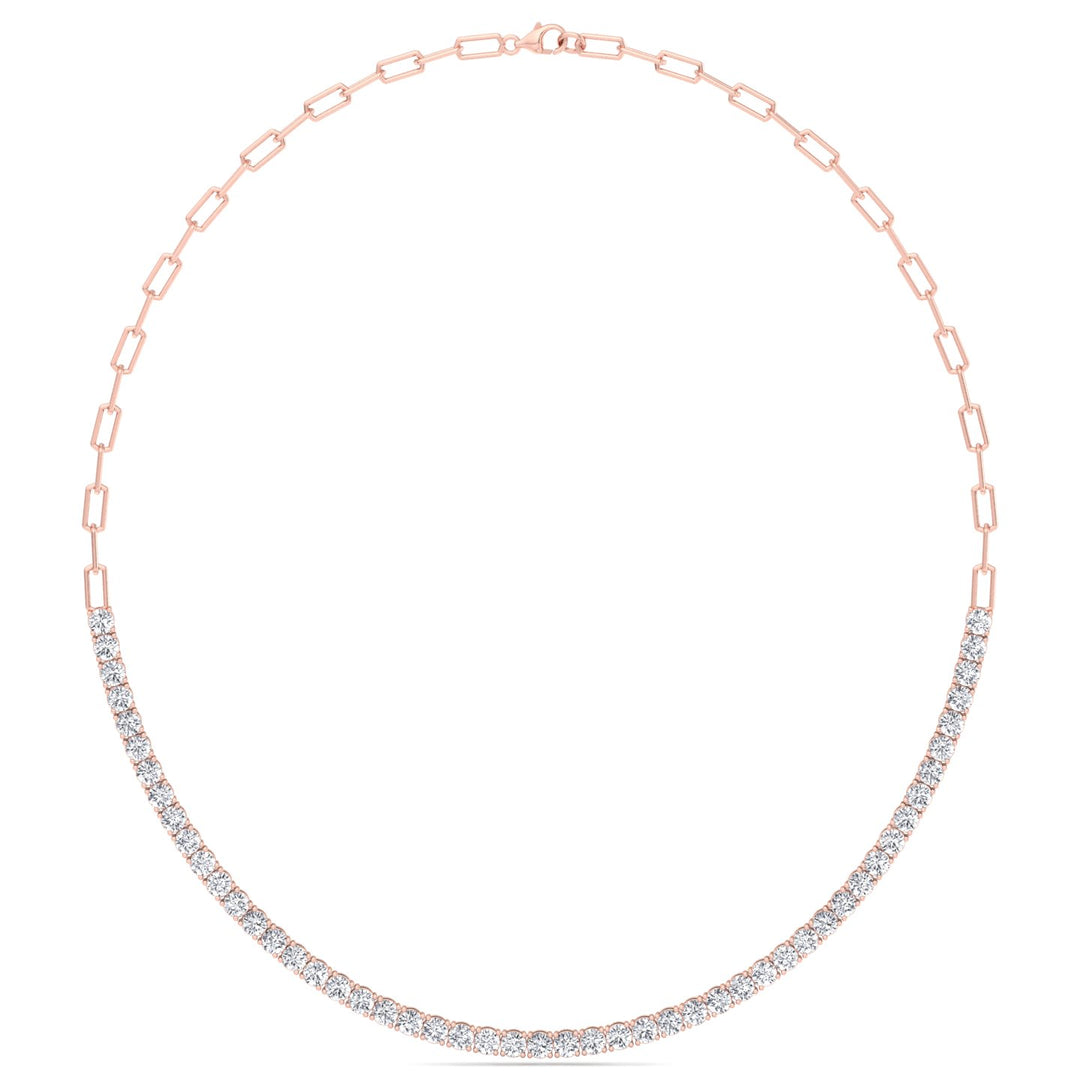 Piazza - Halfway Adjustable Diamond Tennis Necklace With Paperclip Chain - Gem Jewelers Co