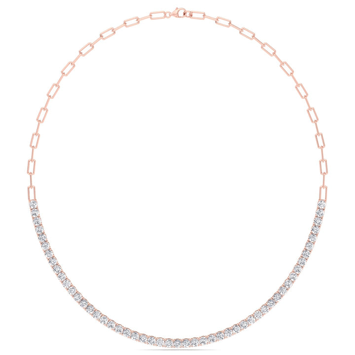 Piazza - Halfway Adjustable Diamond Tennis Necklace With Paperclip Chain - Gem Jewelers Co