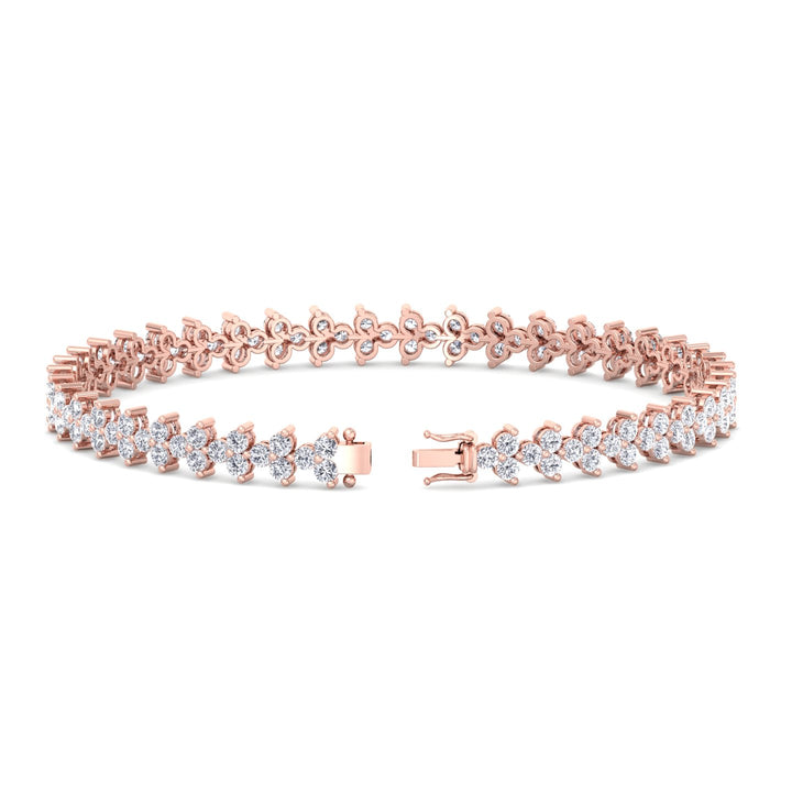 Natural Diamond Trio Tennis Bracelet Rose Gold 14K