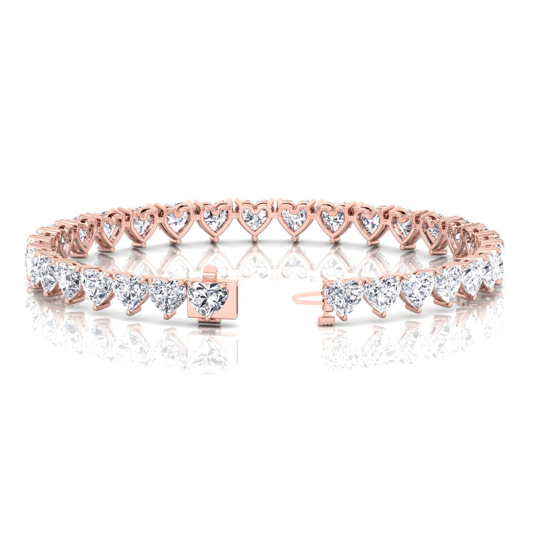 Heart Shape Natural Diamond Tennis Bracelet Rose Gold