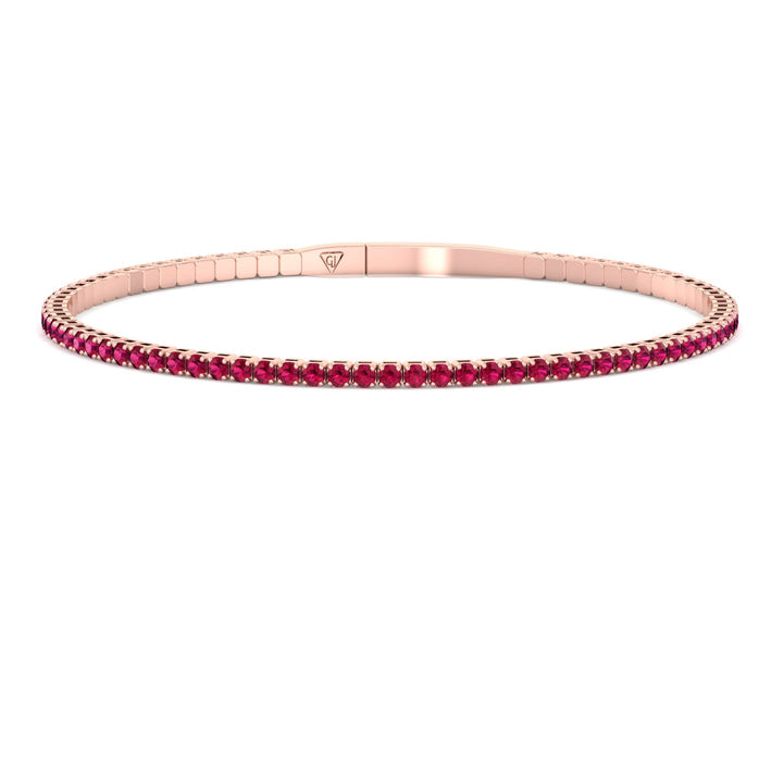 Rossa - Flexible Natural Red Ruby Bangle in 14K Solid Gold - Gem Jewelers Co