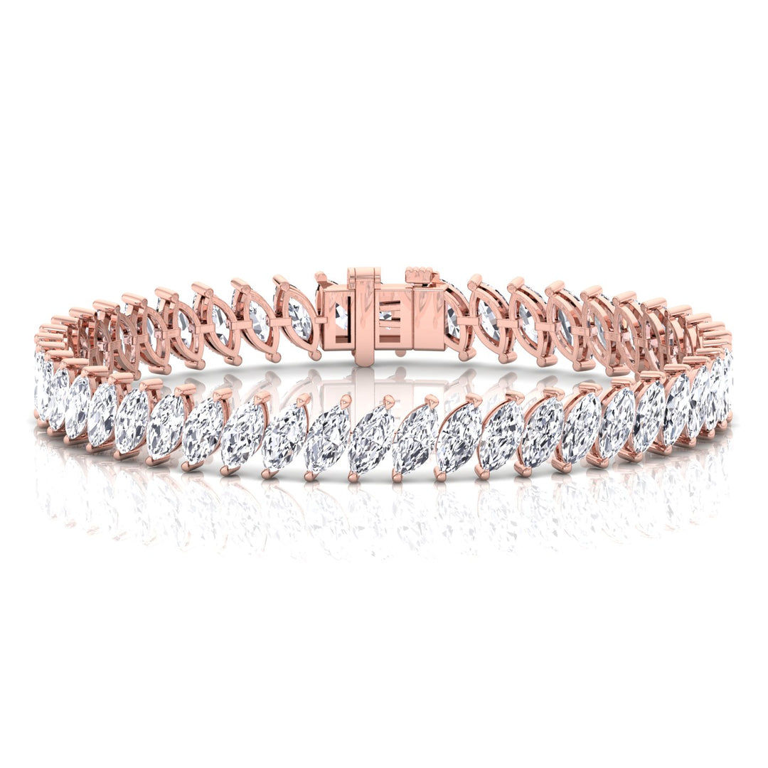 Marquise Cut Natural Diamond Tennis Bracelet 14K Solid Gold