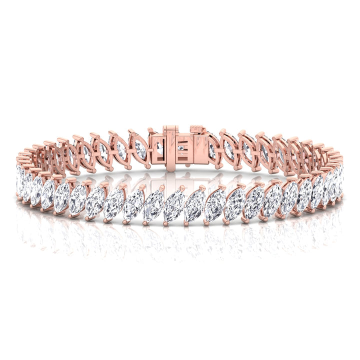 Marquise Cut Natural Diamond Tennis Bracelet 14K Solid Gold