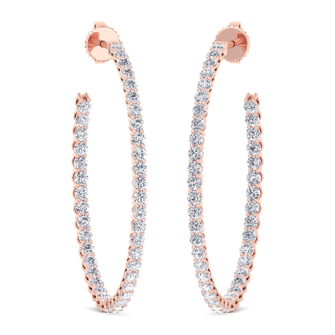 Clara - 6.2CT Round Diamond Inside Out Hoops - Gem Jewelers Co