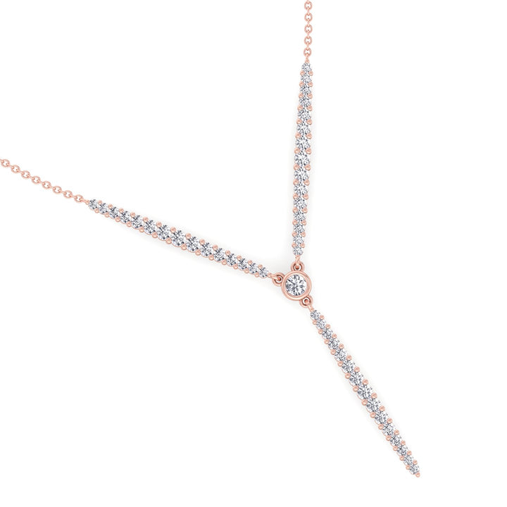 Natural Eternity Style Diamond Lariat  Necklace Rose Gold 14K 18K