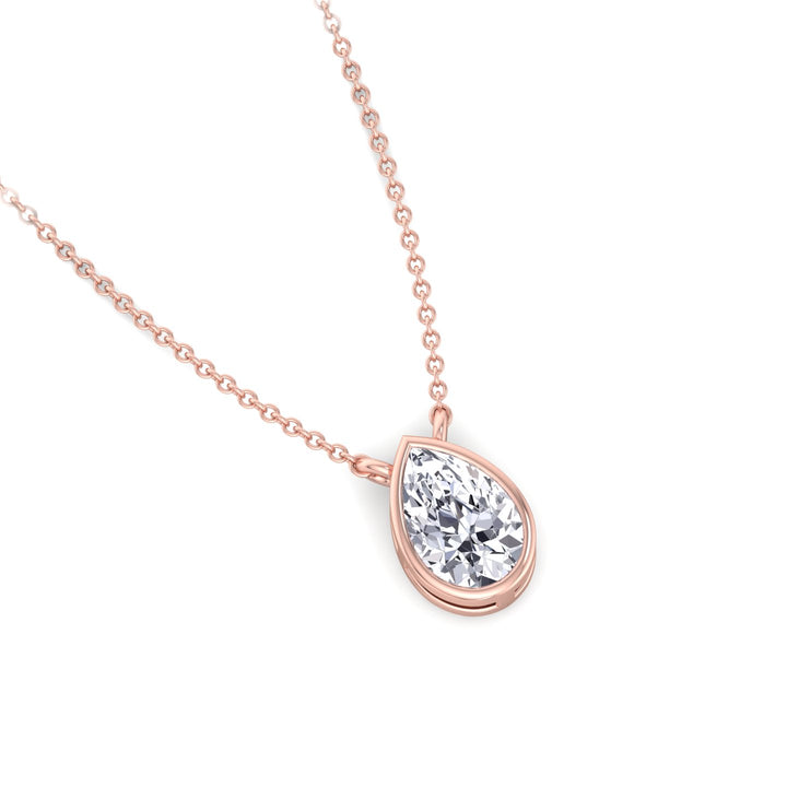 Miza - Bezel Set Pear Shape Diamond Pendant - Gem Jewelers Co