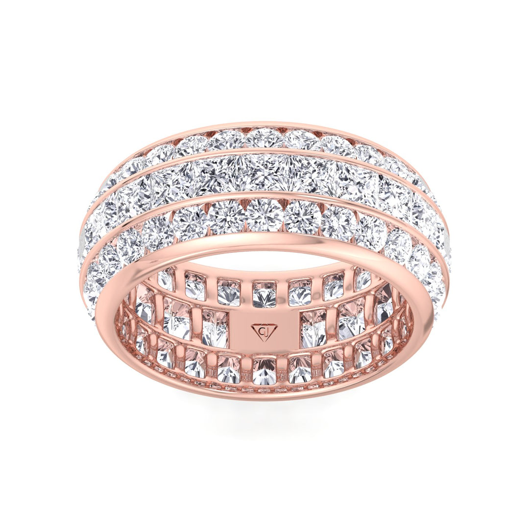 Romeo - 5.5CT 3 Row Channel Set Princess and Round Cut Diamond Eternity Band - Gem Jewelers Co