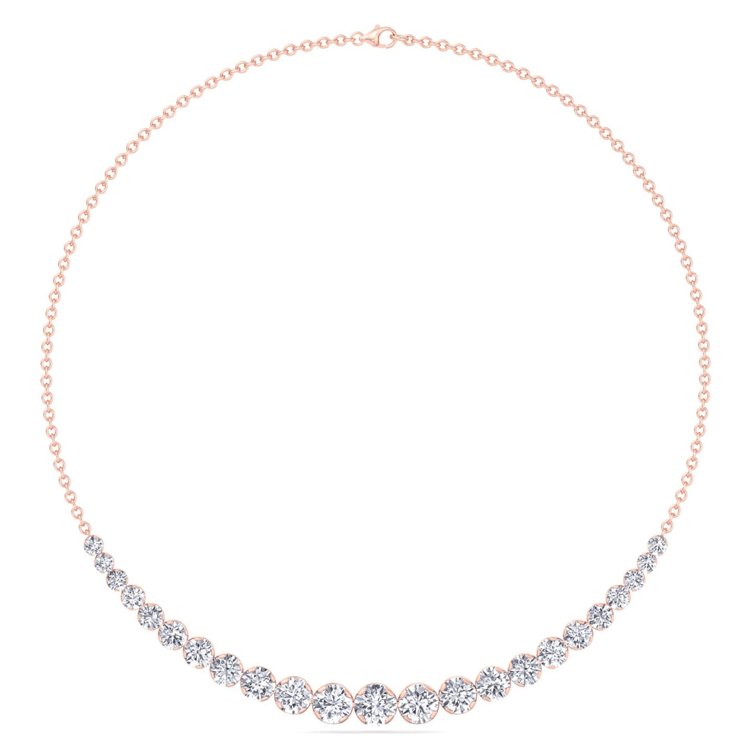 Tullia - Halfway Graduated Crown Prong Natural Diamond Tennis Necklace - Gem Jewelers Co