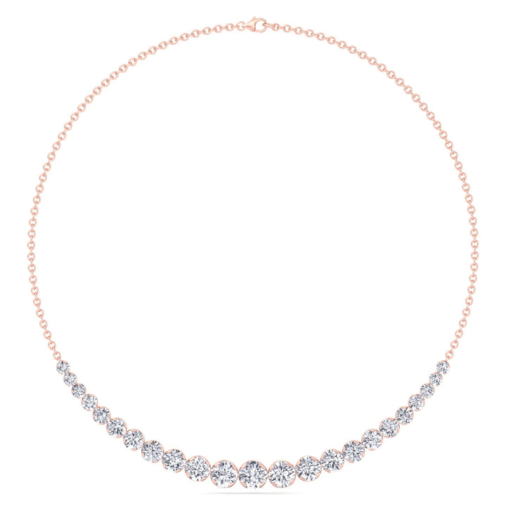 Tullia - Halfway Graduated Crown Prong Natural Diamond Tennis Necklace - Gem Jewelers Co