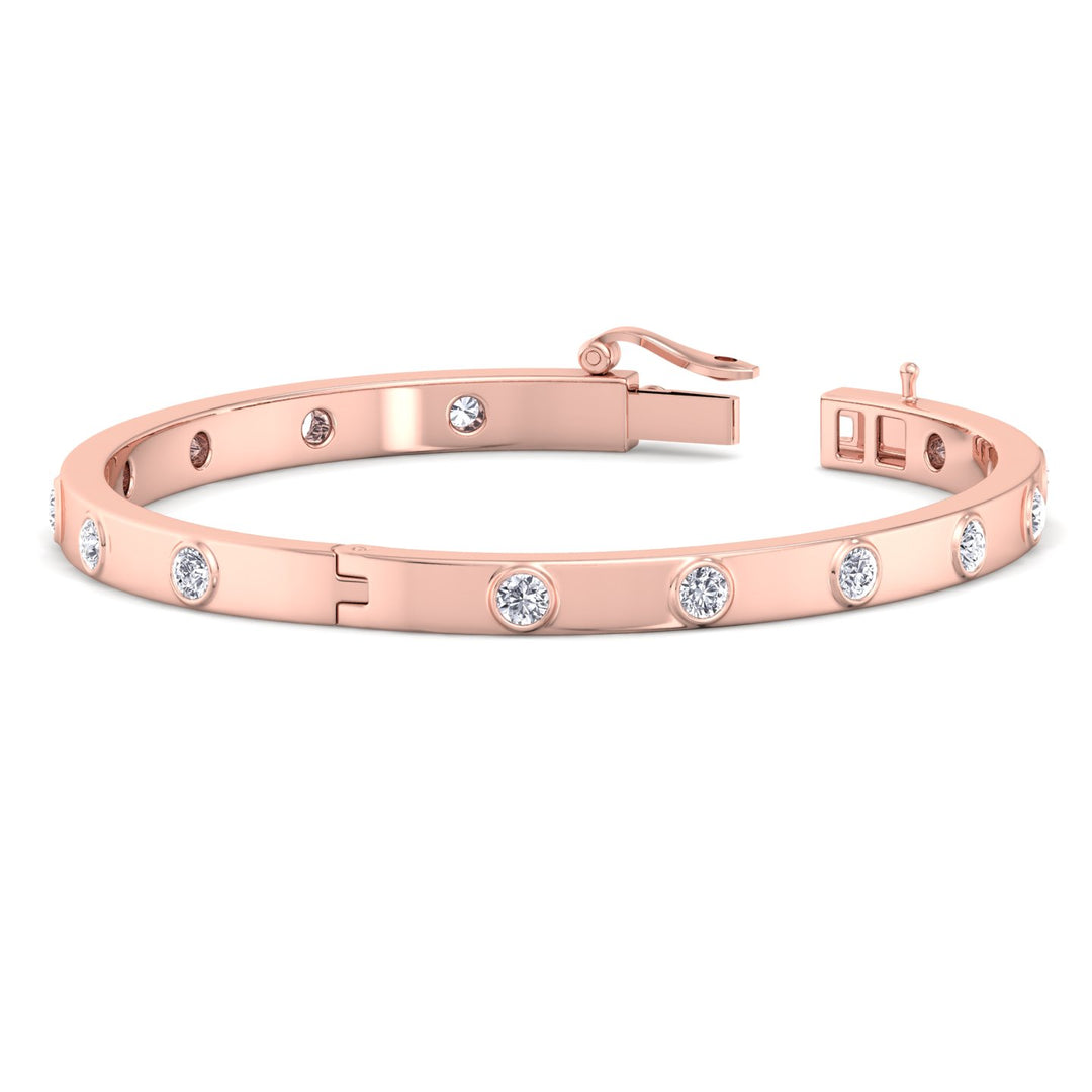 Anza - Round Cut Bezel Set Natural Diamond Bangle - Gem Jewelers Co