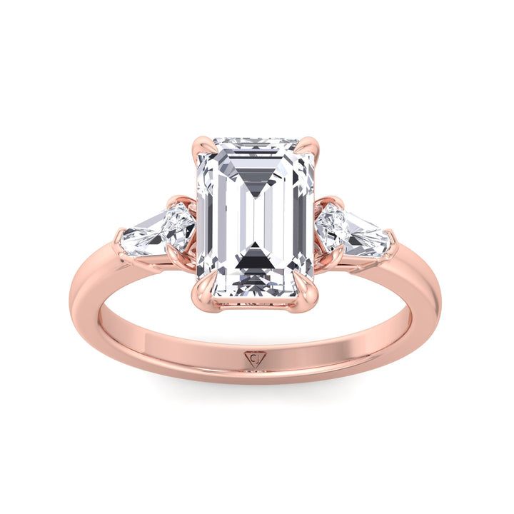 Caterina - Emerald Shape Diamond Engagement Ring With Tapered Baguette Side Stones - Gem Jewelers Co