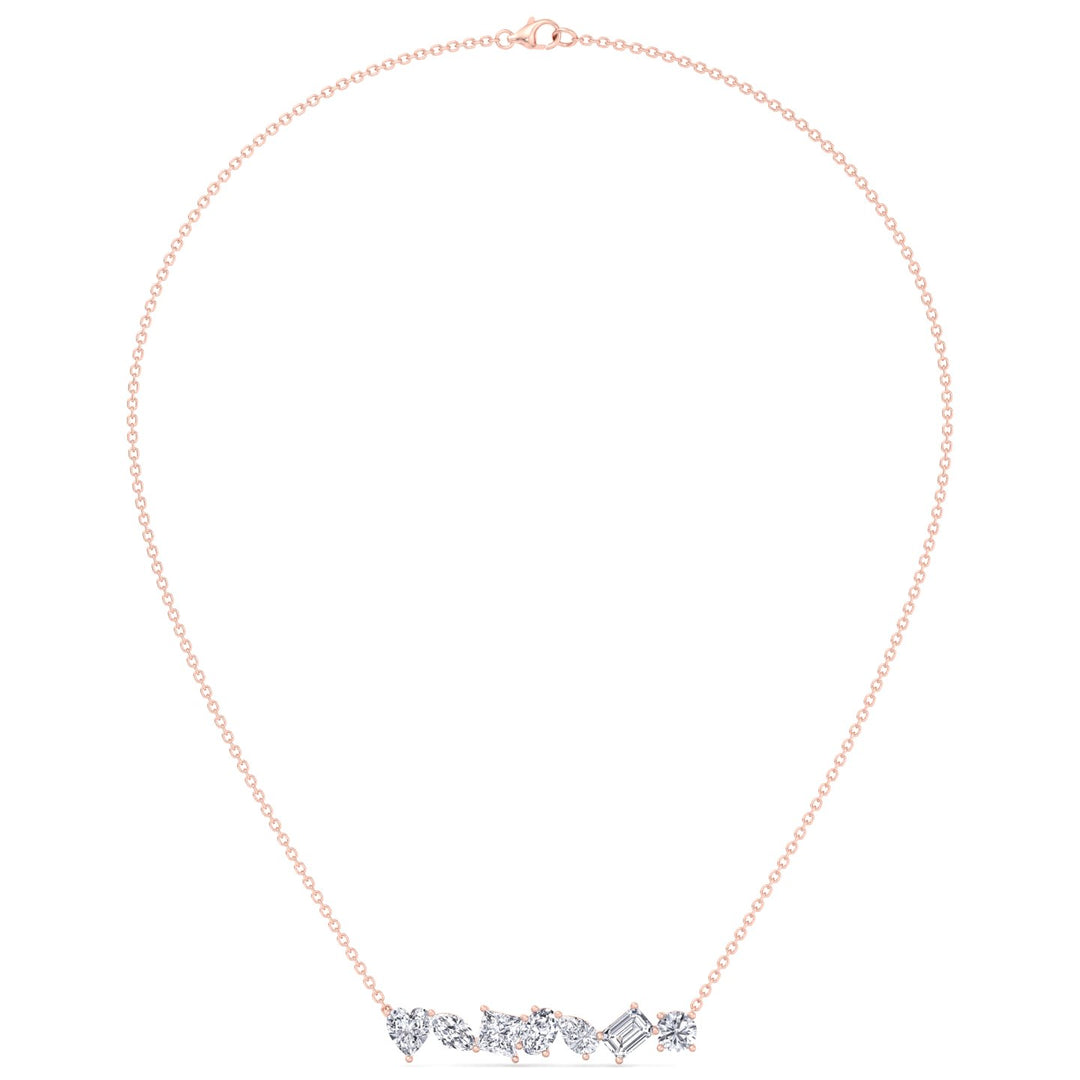 Multi Shape Natural Diamond Bar Pendant Rose Gold 14K 18K