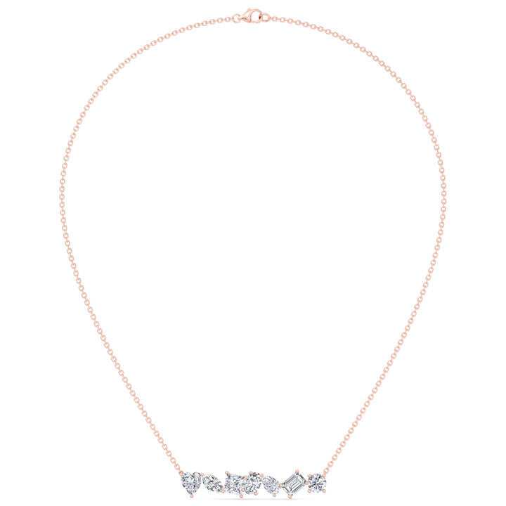 Multi Shape Natural Diamond Bar Pendant Rose Gold 14K 18K