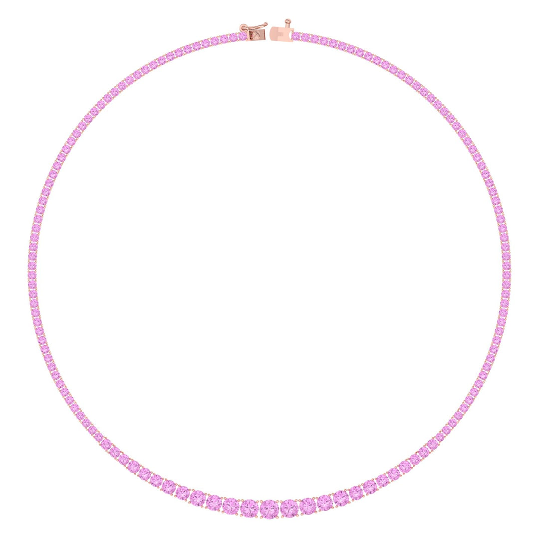 Soleil - 13CT T.W Riviera Graduated Pink Sapphire Tennis Necklace - Gem Jewelers Co