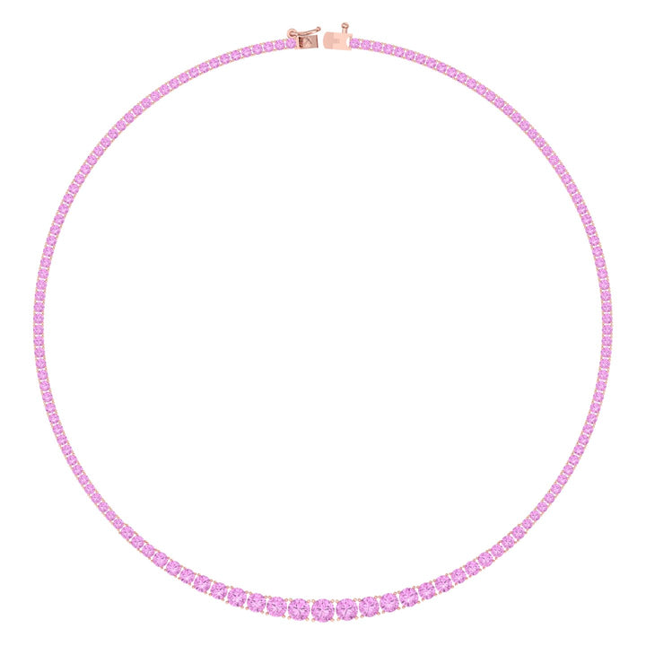 Soleil - 13CT T.W Riviera Graduated Pink Sapphire Tennis Necklace - Gem Jewelers Co