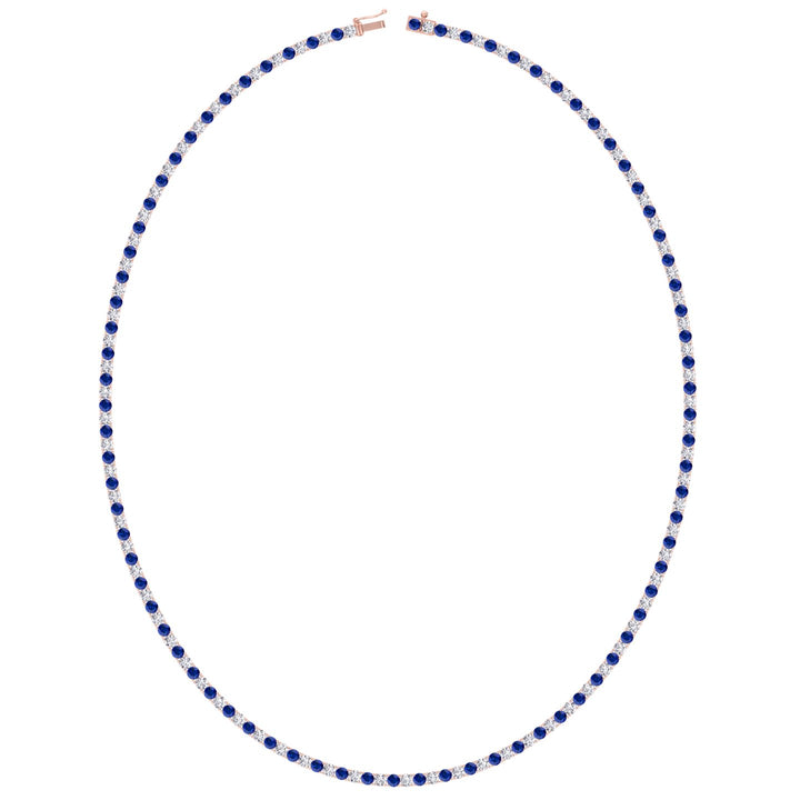 Sara - Alternating Blue Sapphire and Natural Diamond Tennis Necklace - Gem Jewelers Co