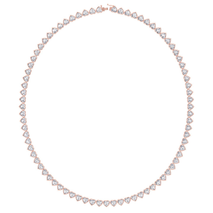 Lavinia - Heart Shape Bezel Set Diamond Tennis Necklace - Gem Jewelers Co