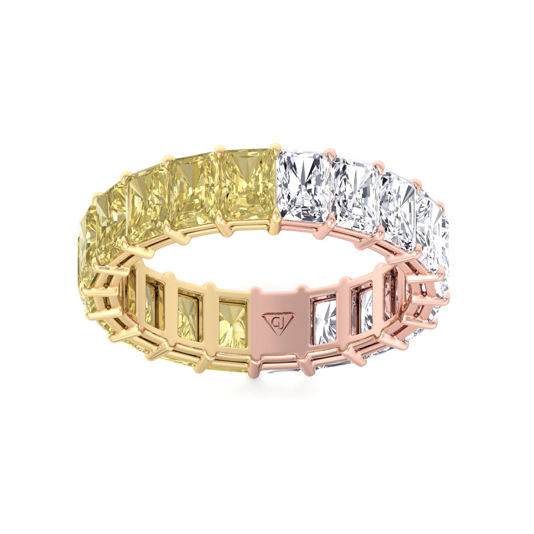 Gemma - Two Tone Radiant Cut Yellow Diamond Eternity Band - Gem Jewelers Co