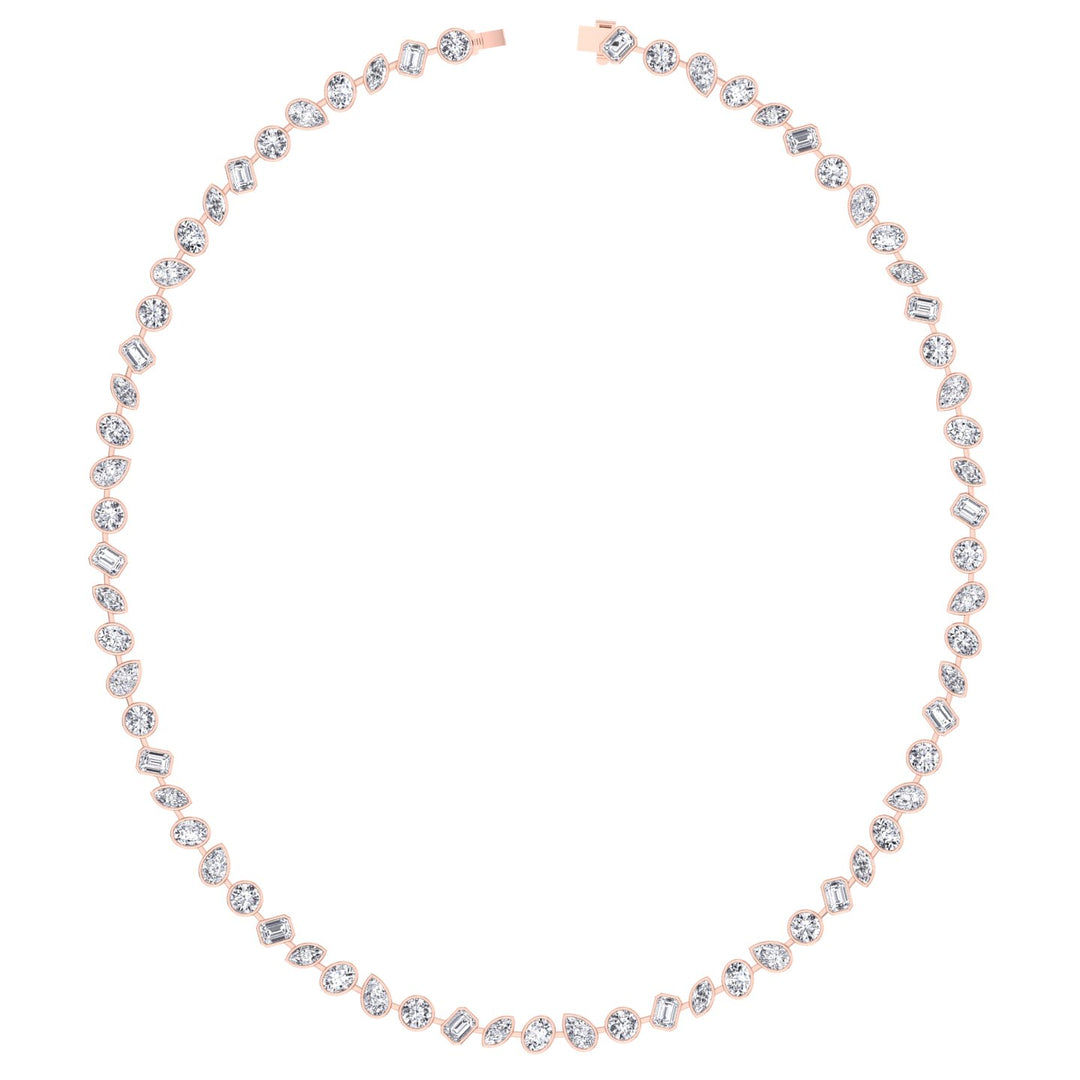 12.5CT Multi Shape Bezel Set Natural Diamond Tennis Necklace