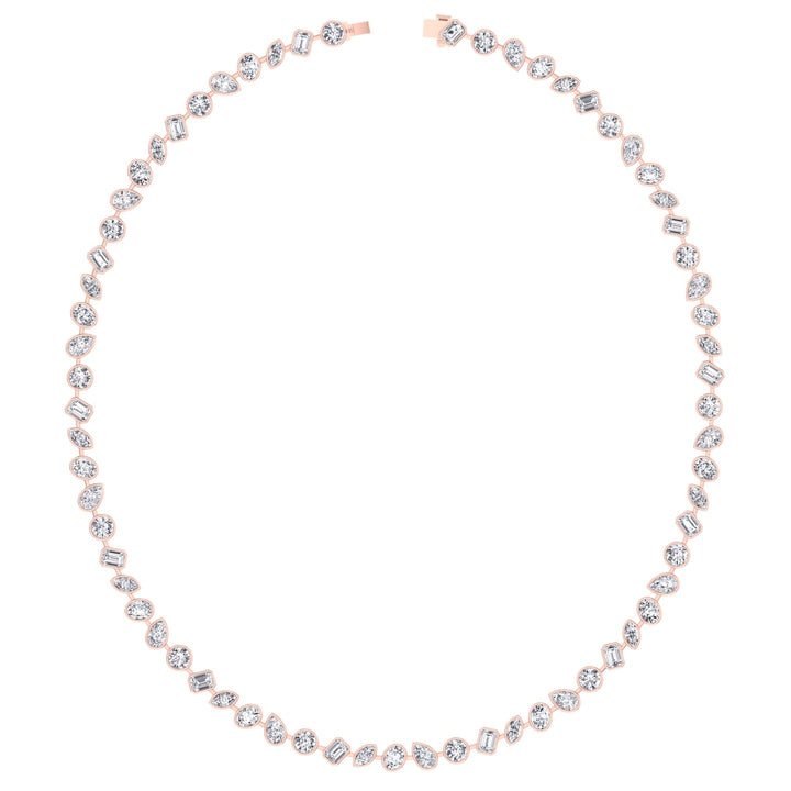 12.5CT Multi Shape Bezel Set Natural Diamond Tennis Necklace