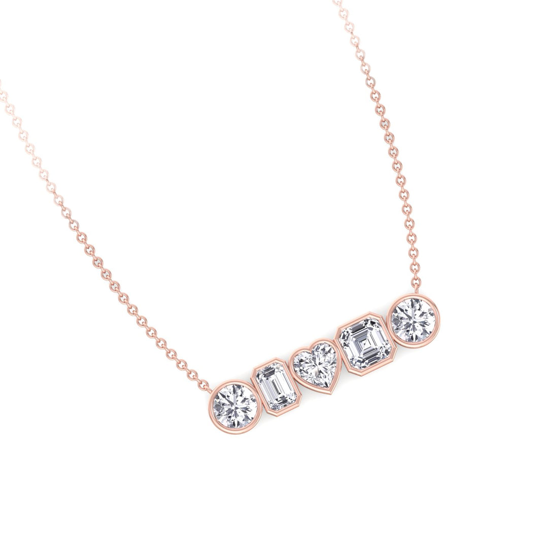 Round-Emerald-Heart-Asscher-Cut-Diamond-in- Bezel-Setting-14K-rose-Gold