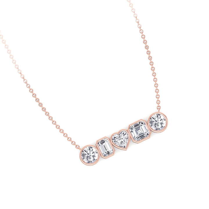 Round-Emerald-Heart-Asscher-Cut-Diamond-in- Bezel-Setting-14K-rose-Gold