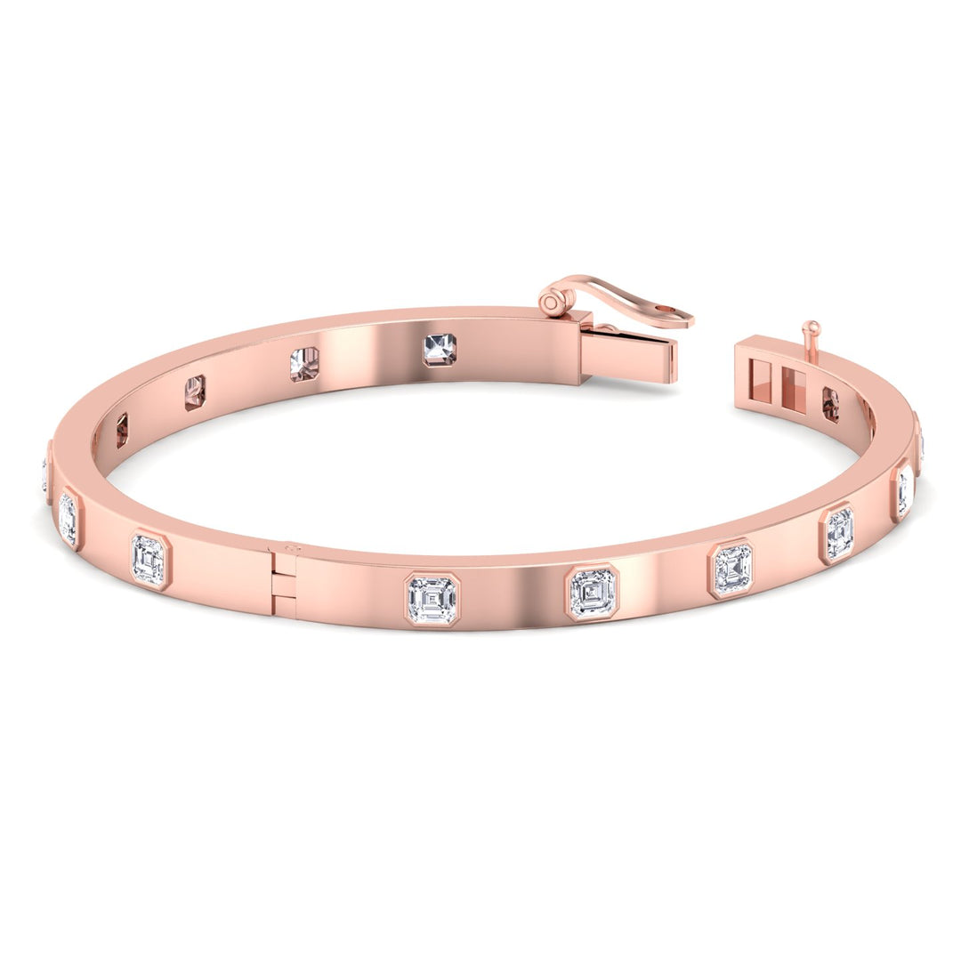 Milly - Asscher Cut Bezel Set Natural Diamond Bangle - Gem Jewelers Co