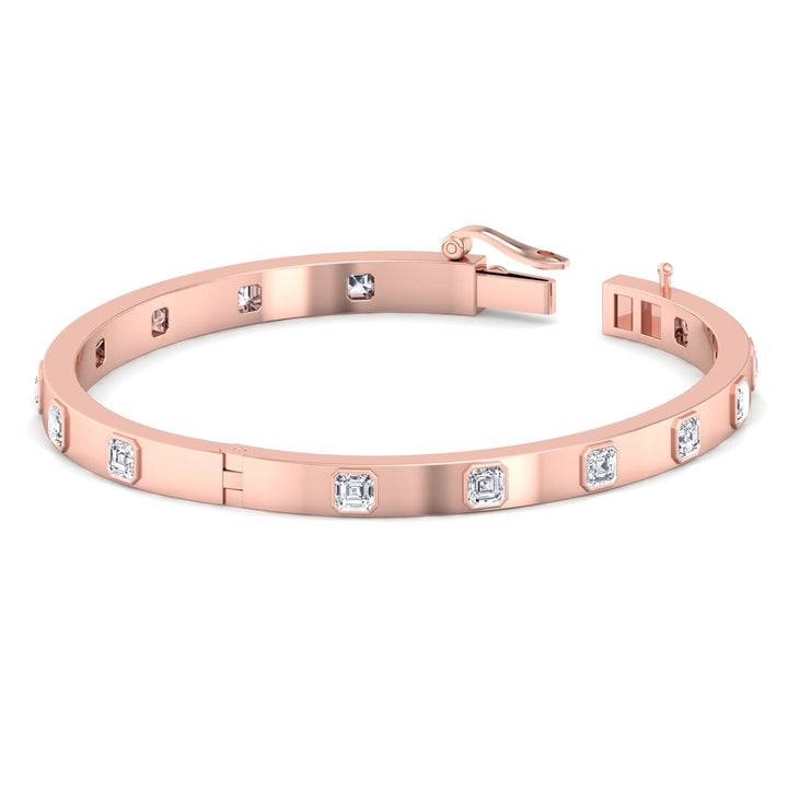 Milly - Asscher Cut Bezel Set Natural Diamond Bangle - Gem Jewelers Co