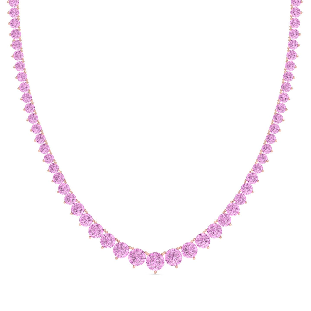 Soleil - 13CT T.W Riviera Graduated Pink Sapphire Tennis Necklace - Gem Jewelers Co