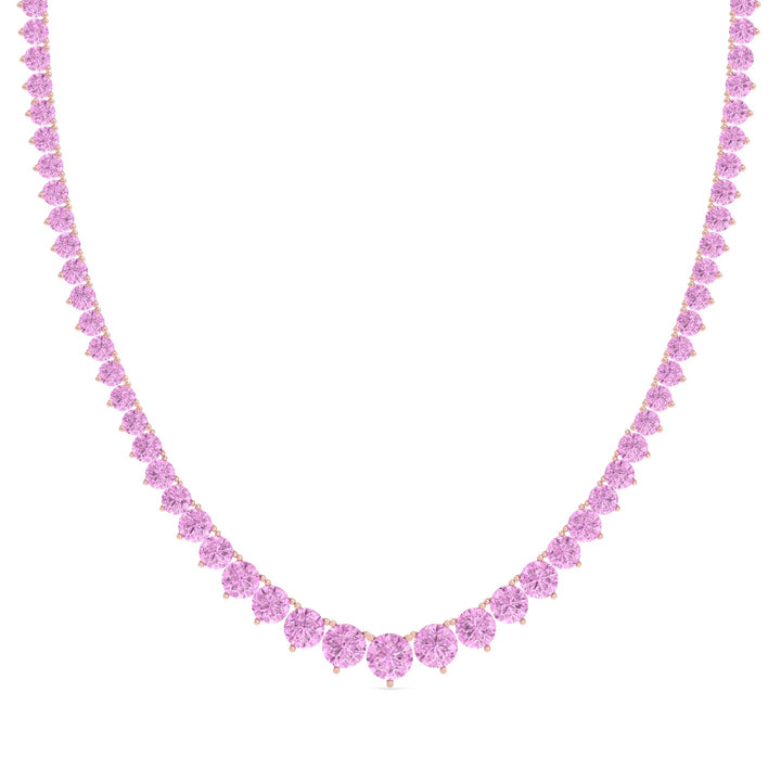 Soleil - 13CT T.W Riviera Graduated Pink Sapphire Tennis Necklace - Gem Jewelers Co