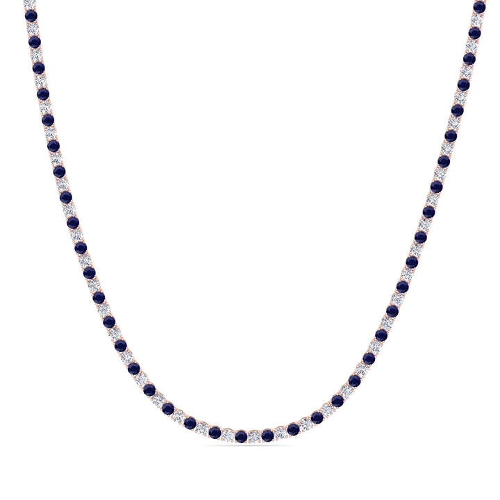 Sara - Alternating Blue Sapphire and Natural Diamond Tennis Necklace - Gem Jewelers Co