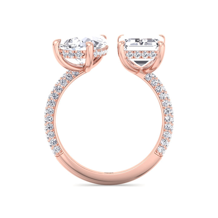 Leani - Toi Et Moi Hidden Halo Emerald and Pear Shape Diamond Engagement Ring - Gem Jewelers Co