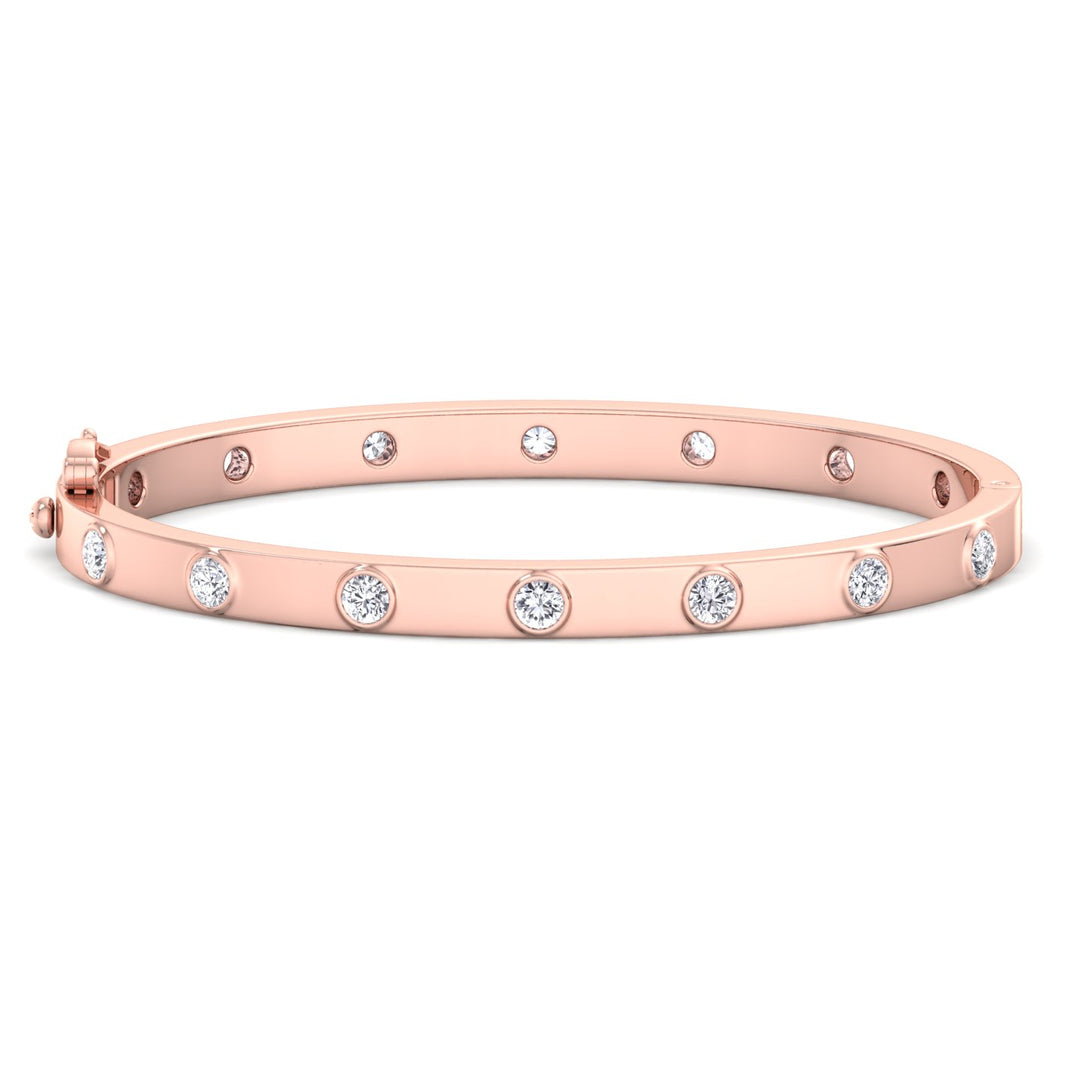 Anza - Round Cut Bezel Set Natural Diamond Bangle - Gem Jewelers Co