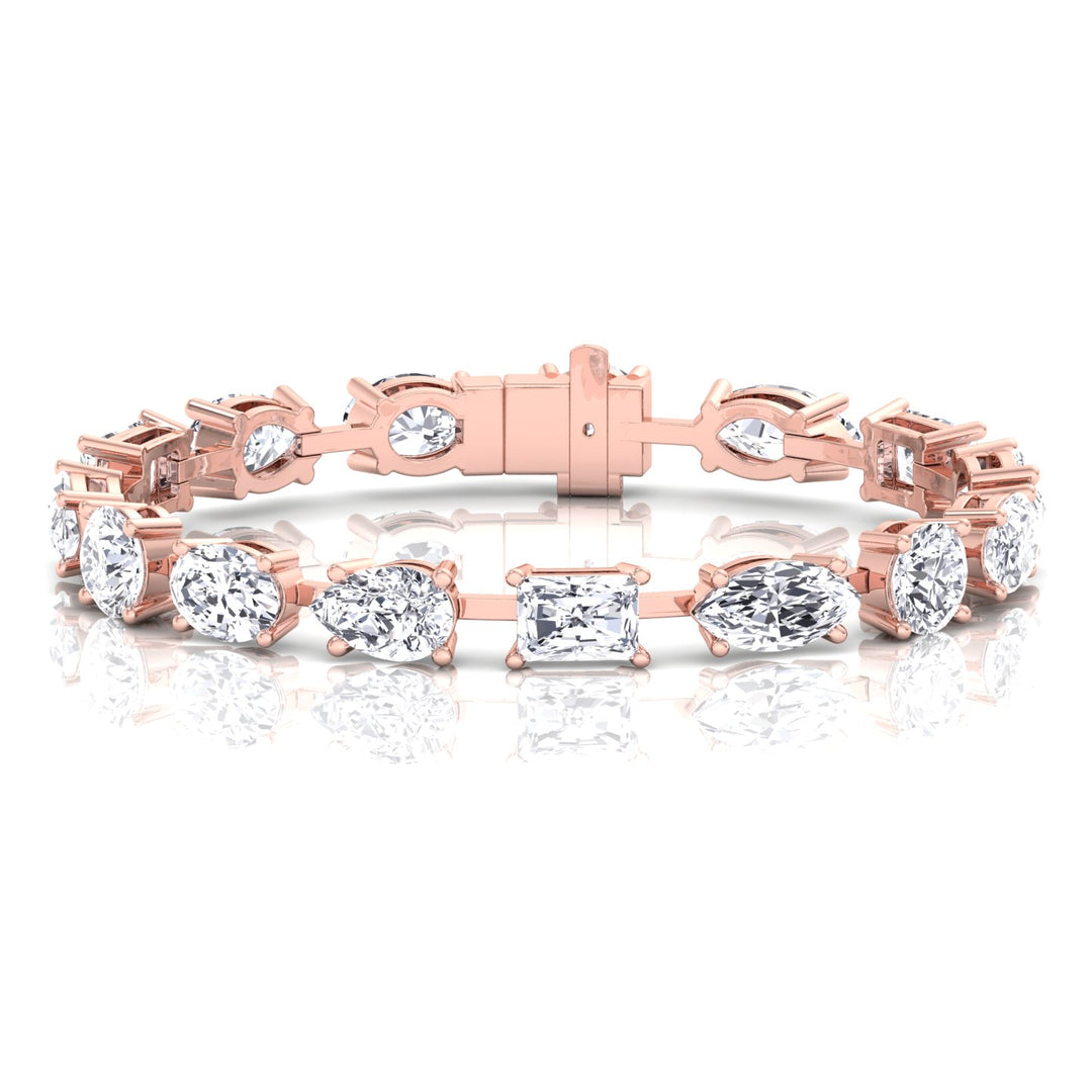Mixed Shape Natural Diamond Tennis Bracelet Rose Gold 18K