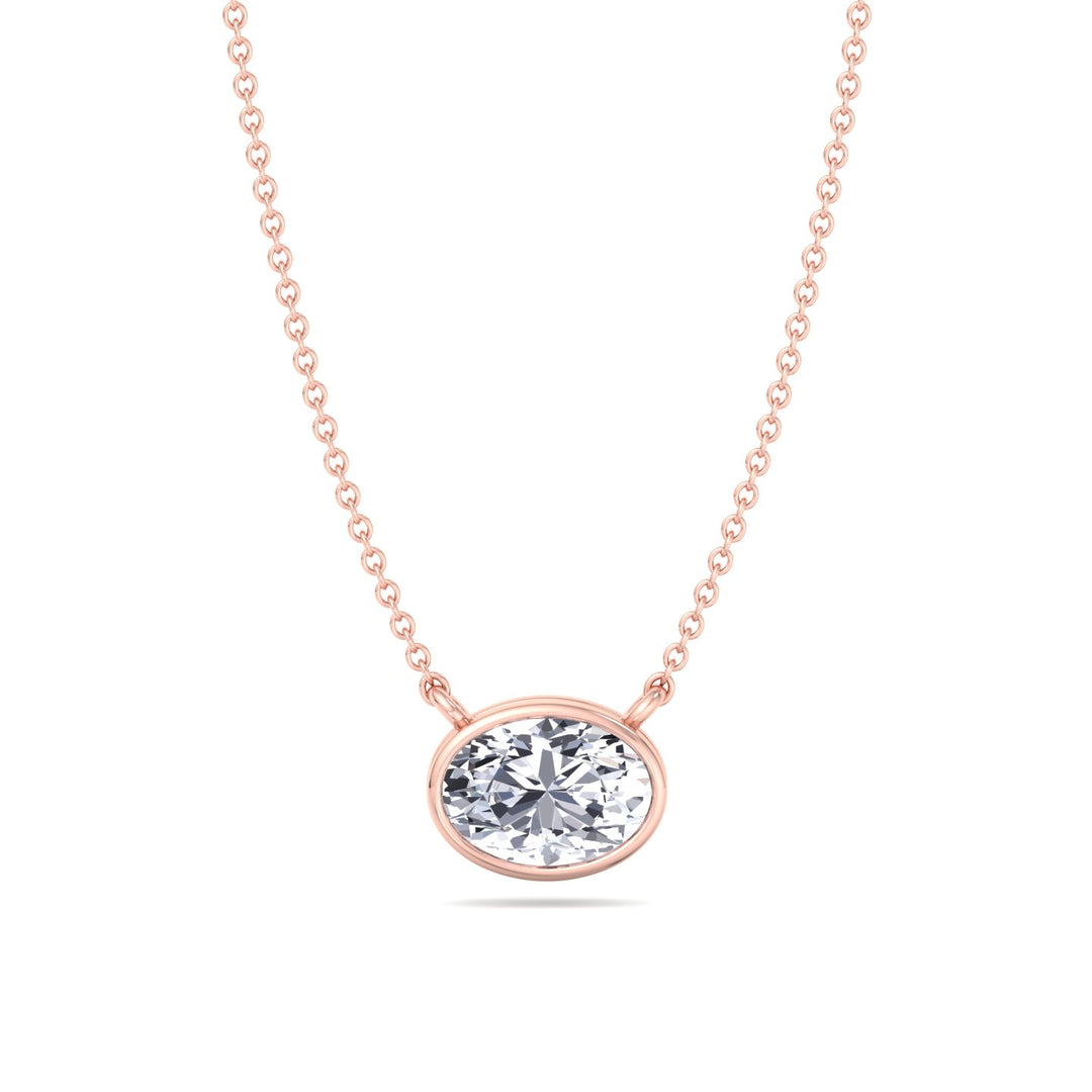 Lia - Bezel Set Oval Shape Diamond Pendant - Gem Jewelers Co