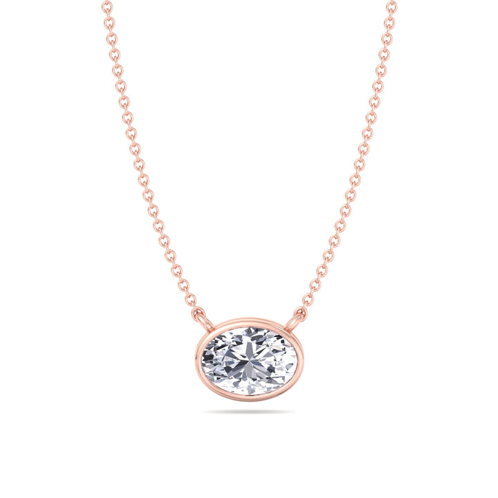 Lia - Bezel Set Oval Shape Diamond Pendant - Gem Jewelers Co