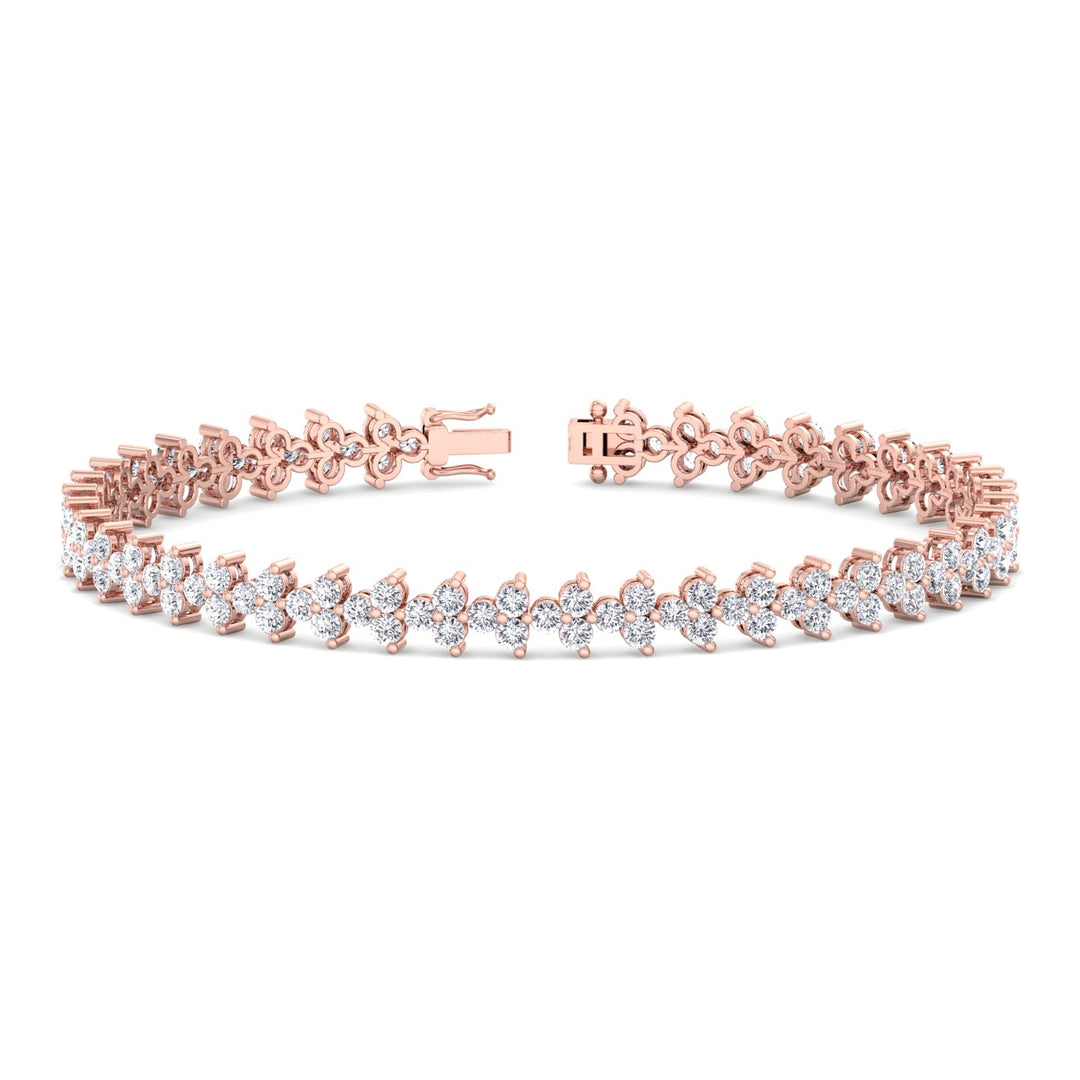 Natural Diamond Trio Tennis Bracelet Rose Gold 18K