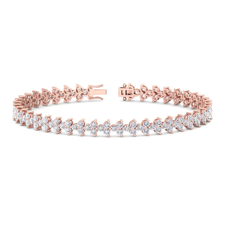 Natural Diamond Trio Tennis Bracelet Rose Gold 18K