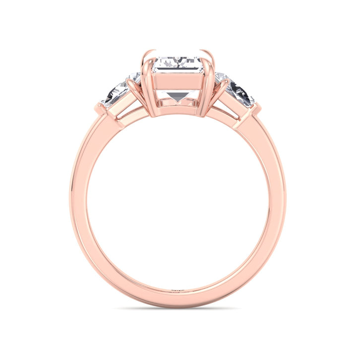 Caterina - Emerald Shape Diamond Engagement Ring With Tapered Baguette Side Stones - Gem Jewelers Co