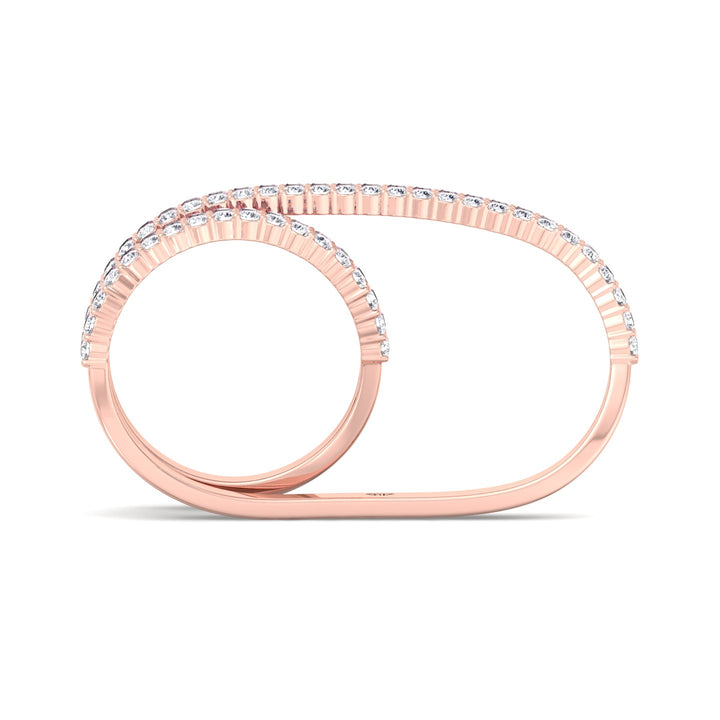 Two-Finger Ring Band-1.2CT-Rose Gold