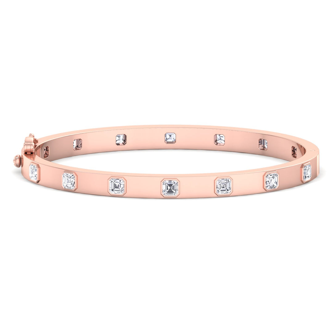 Milly - Asscher Cut Bezel Set Natural Diamond Bangle - Gem Jewelers Co