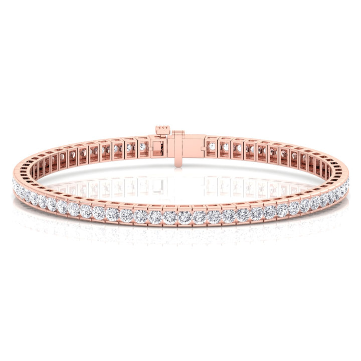 Channel Setting Round Cut Natural Diamond Tennis Bracelet  14K Rose Gold