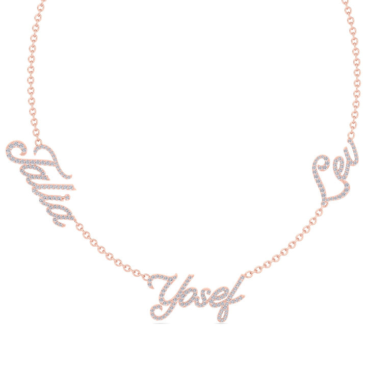 1.50CT T.W. Custom 3 Name Diamond Necklace - Gem Jewelers Co