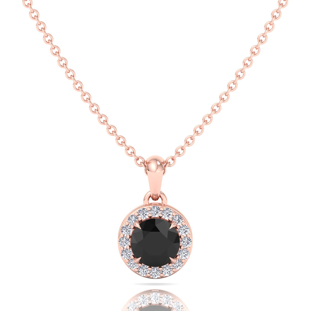 Black and White Natural Diamond Halo Pendant