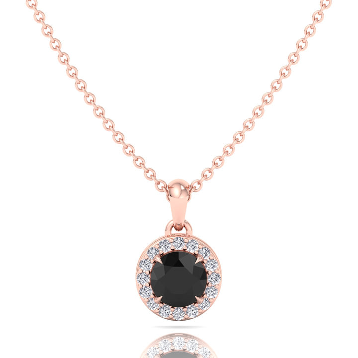 Black and White Natural Diamond Halo Pendant