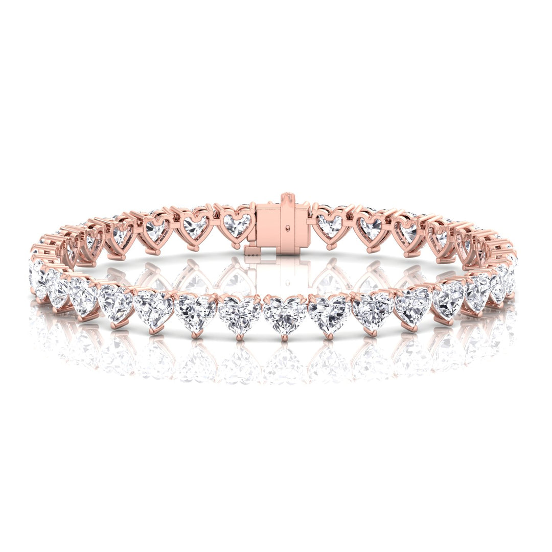 Heart Shape Natural Diamond Tennis Bracelet Rose Gold 10CT